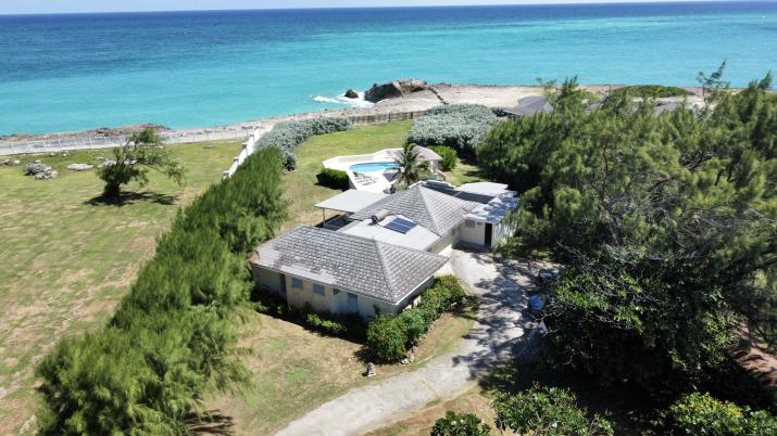 Paradise Point Oceanfront Home For Sale In Barbados Aerial View of Home and Ocean