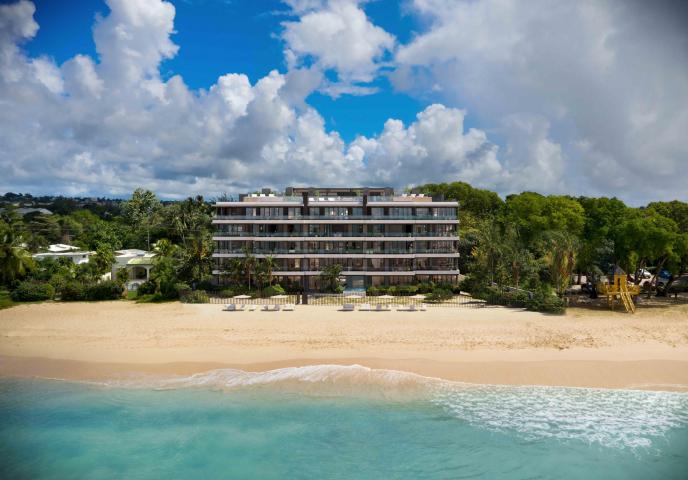 Unit 503 Allure Barbados For Sale View from Ocean with Roof Deck