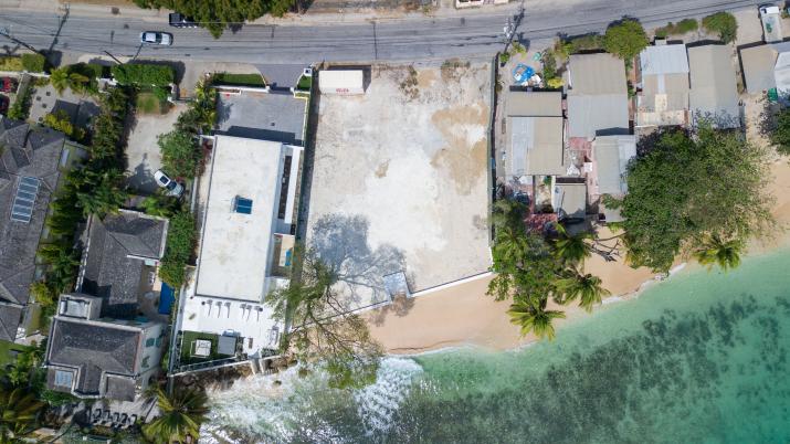 Bend Land Beachfront Land For Sale Barbados Aerial of Lot