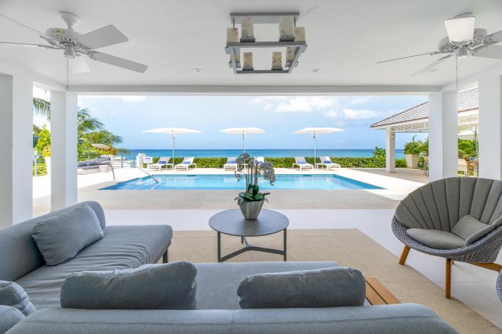 Blue Oyster Villa Barbados For Sale Covered Patio and Lounge Area