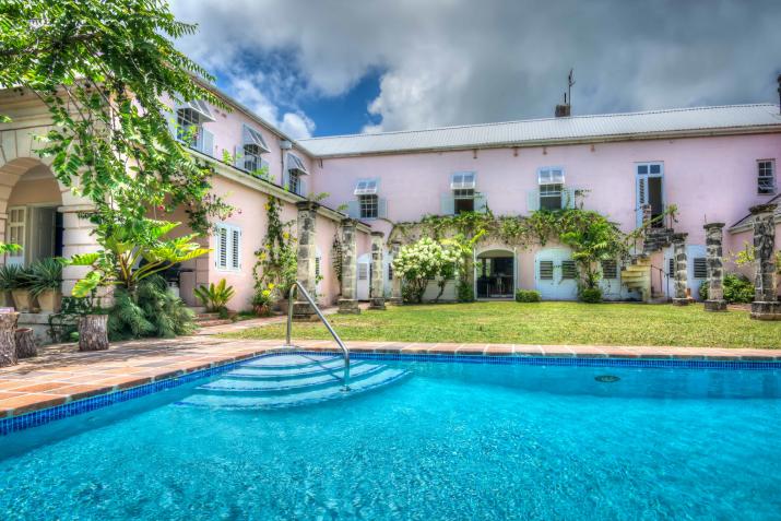 Clifton Hall Barbados For Sale Pool to House View