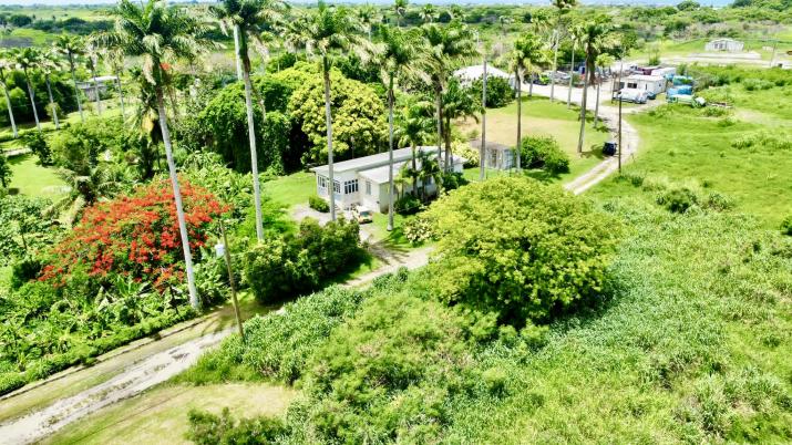 Staple Grove Plantation Yard Barbados For Sale Aerial Of Home and Truck Rental Space