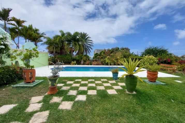 For Sale The Abbey St. Philip Barbados Pool Deck with Surrounding Gardens
