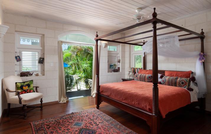 Villa Irene 4 Bedroom Home For Sale In Barbados Master Bedroom With 4 Poster Bed