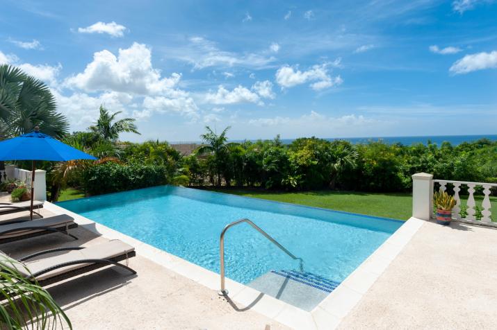 Villa Irene 4 Bedroom Home For Sale In Barbados Pool Shot over Gardens