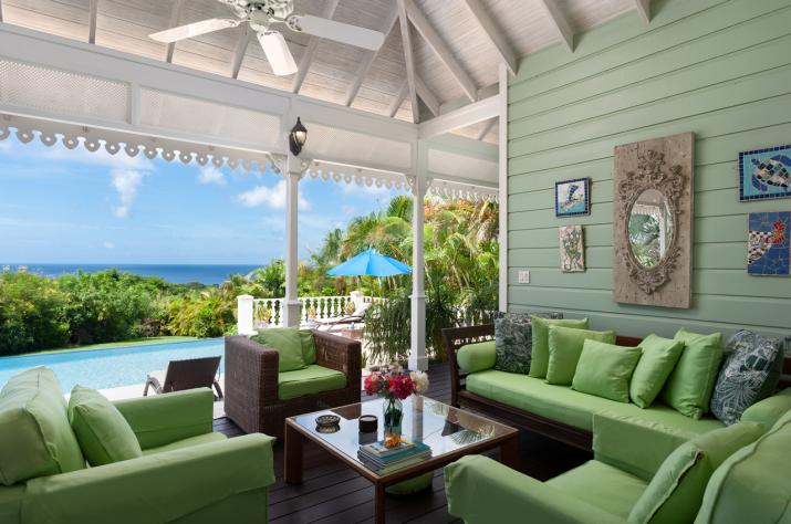 Villa Irene 4 Bedroom Home For Sale In Barbados Lounge Area by Pool
