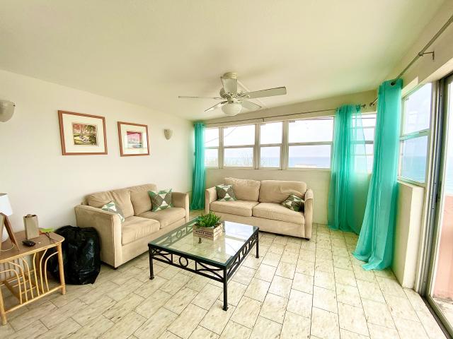 Hastings Towers Barbados 2 Bedroom Penthouse 6A Condo For Sale Living Room with Patio