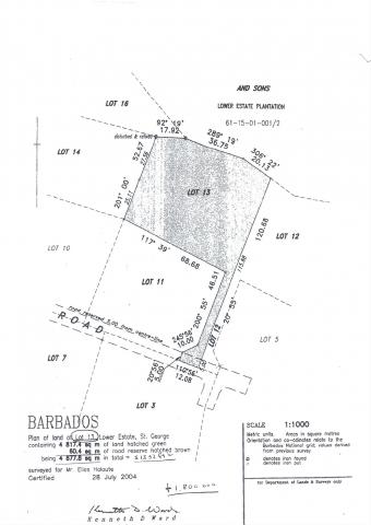 Lower Estate Barbados Commercial Land For Sale Lot 13 Site Plan