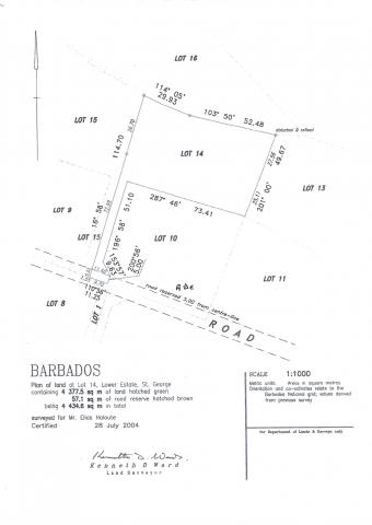 Lower Estate Barbados Commercial Land For Sale Lot 14 Site Plan