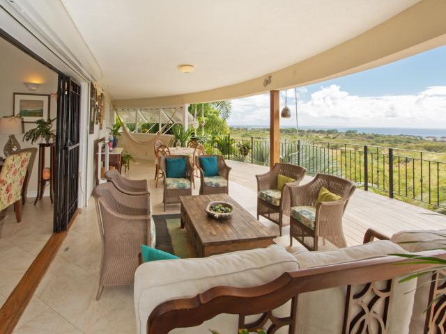 For Sale Sweet Lime South Ridge Barbados Covered Patio with Seating and Ocean Views