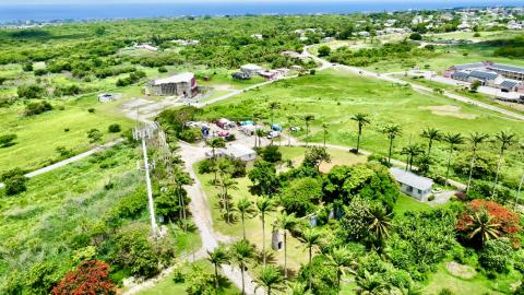 Staple Grove Plantation Yard Barbados For Sale Aerial Towards South Coast and Ocean